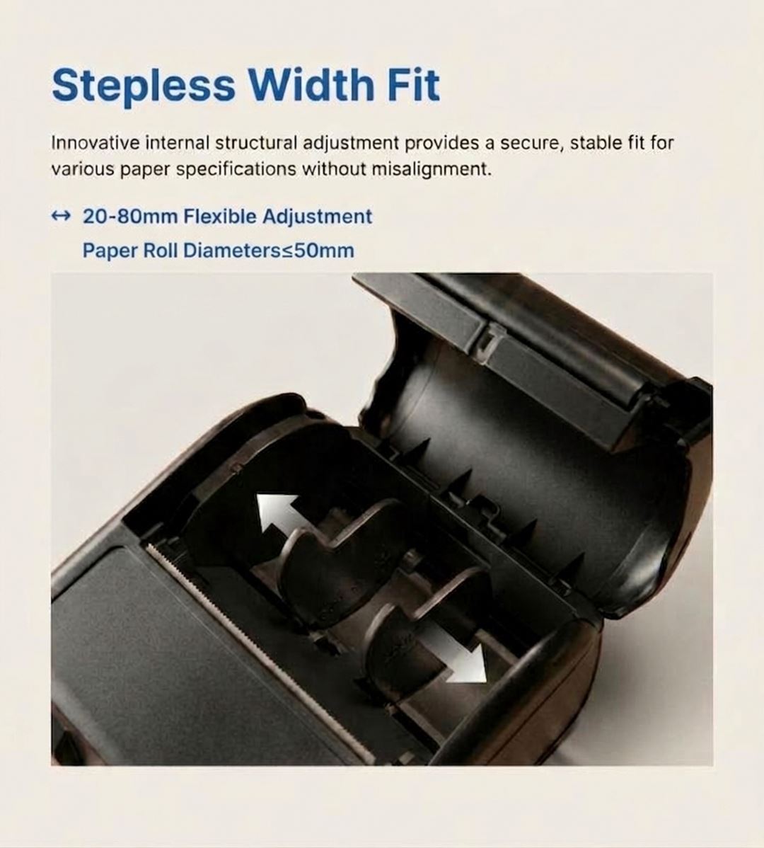 80mm Portable rechargeable Thermal Printer | convenient for label, sticker, and receipt printing | connects via Bluetooth or USB | supports Android, iOS, and Windows