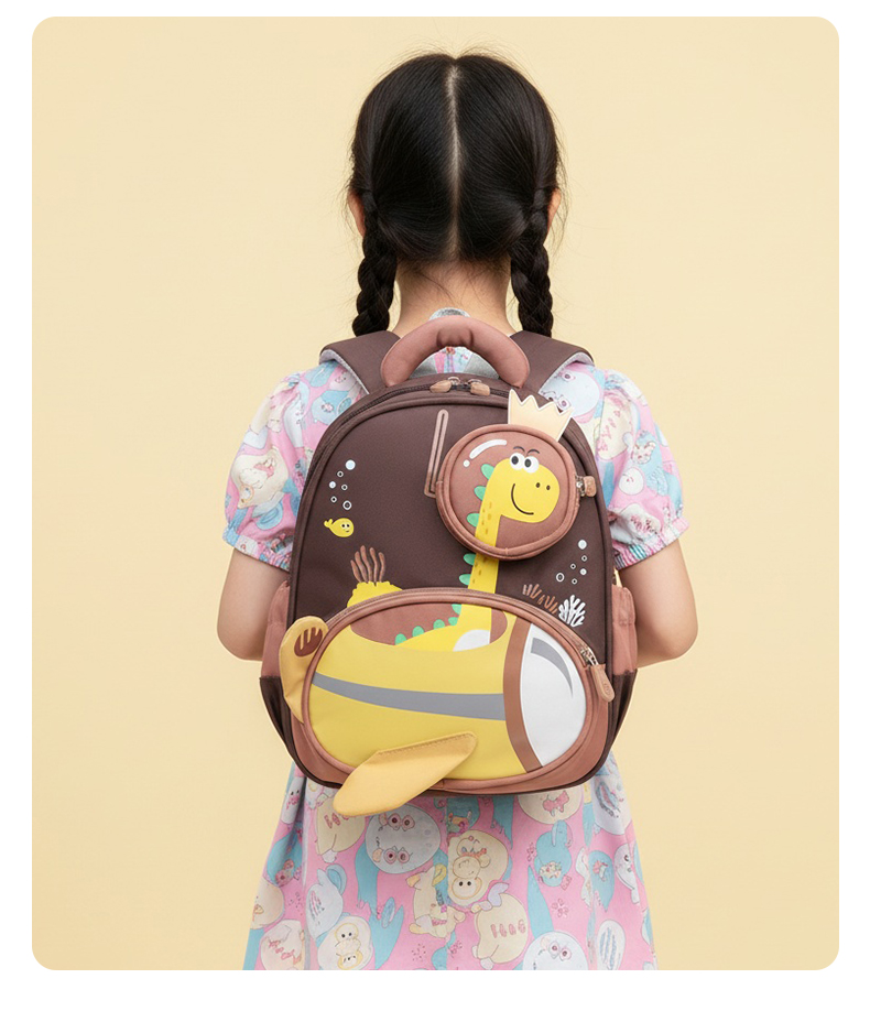 Cute Cartoon Dinosaur Kids School Backpack Waterproof Oxford Cloth Lightweight Baby School Bag for Boys & Girls (3–8 Years)