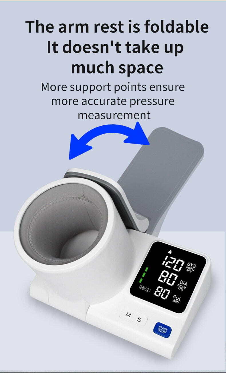 Professional Electronic Digital Blood Pressure Monitor - Hospital-Grade Automatic Arm Type Sphygmomanometer with LCD Display