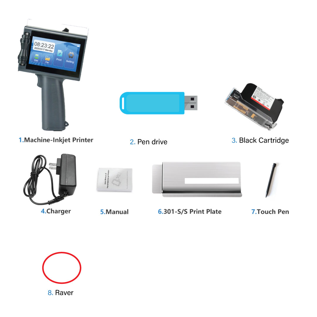 12.7mm High-Definition Portable Inkjet Printer for Barcode, QR Code, and Serial Number Coding - Ultra Light Design, Multi-Language Support