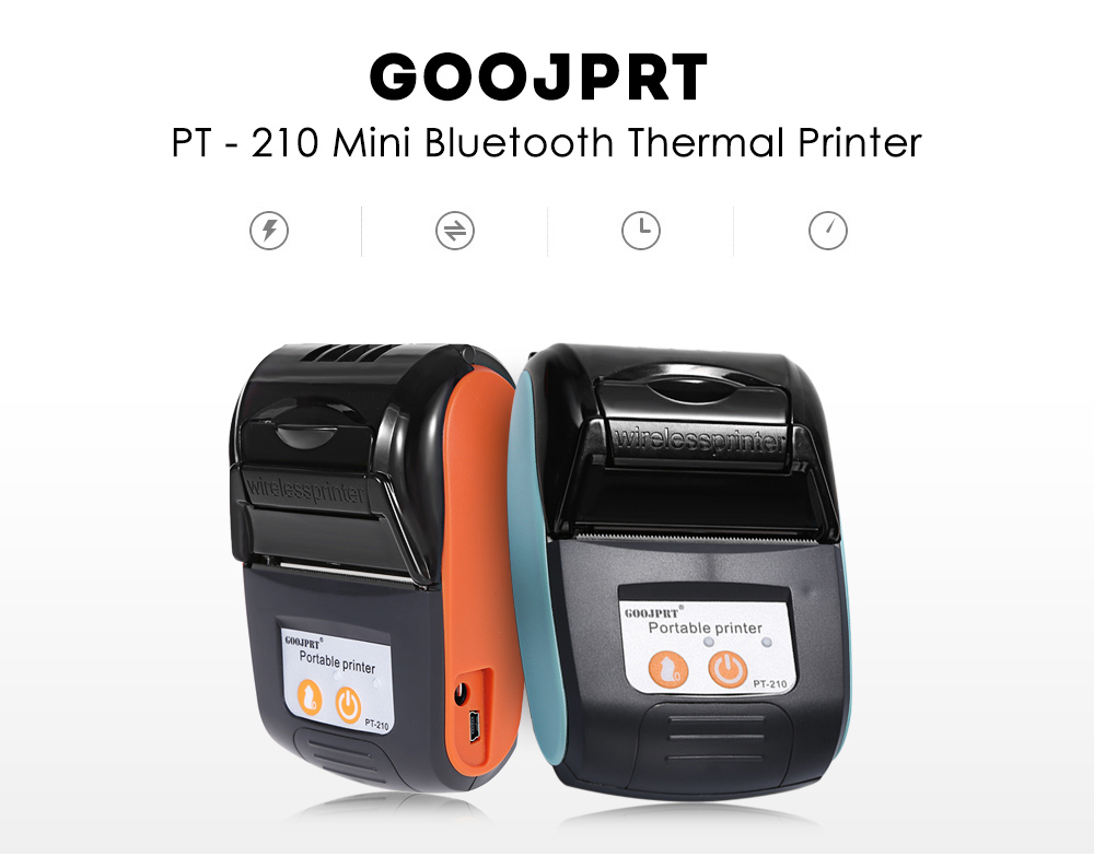 PT-210 Portable Bluetooth Thermal Receipt Printer | 58mm Mini Wireless POS Bill Printer for Android, iOS, and Windows supports USB and Bluetooth, ideal for supermarket and retail store bills/cash memos