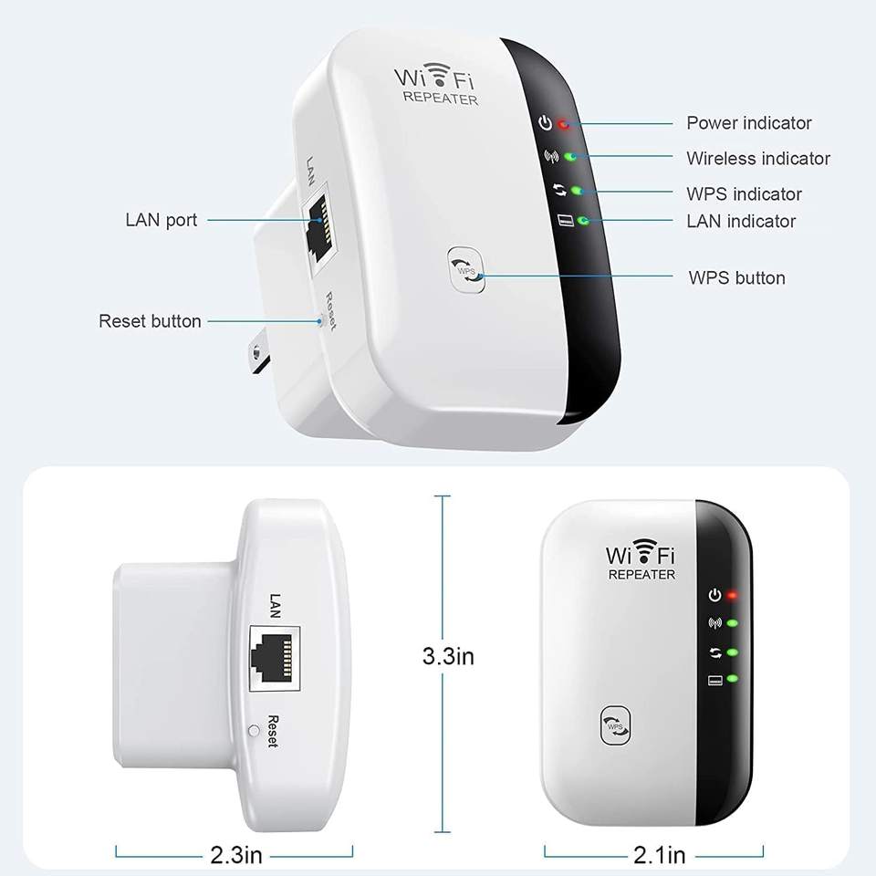 Wireless WiFi Repeater 300Mbps Range Extender | Signal Booster with Multi Mode AP/Router for Home & Office