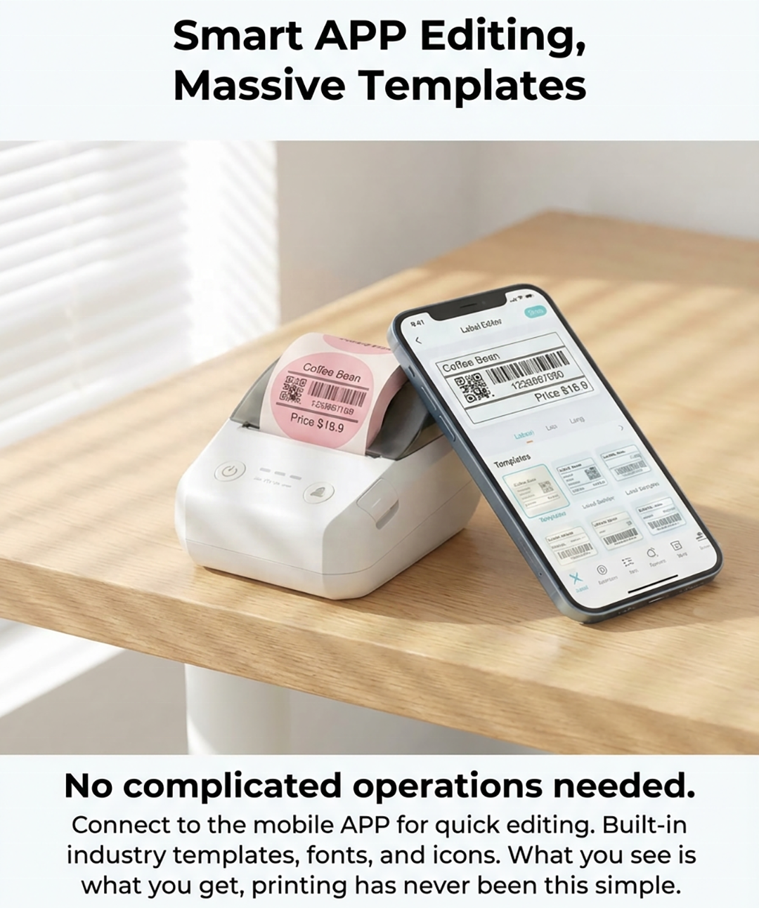 All-in-one 58 mm thermal POS and label printer supports Bluetooth and USB and is compatible with Android, iOS, and Windows. Ideal for supermarkets and retail stores. Support for bill/cash memo/QR code/barcode.