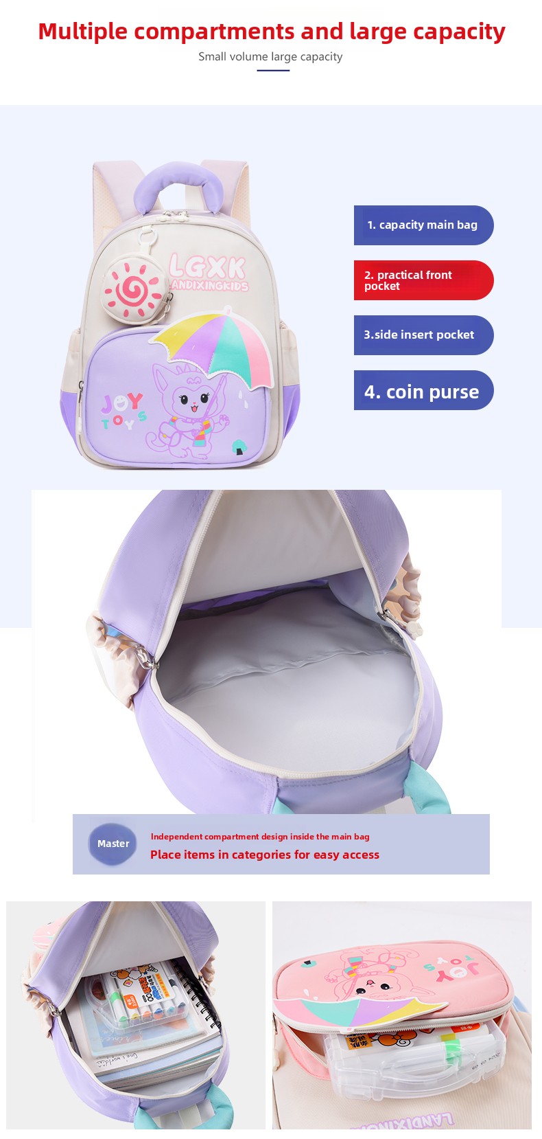 Premium Unisex Cartoon Dinosaur Print Oxford Backpack – Durable, Lightweight & Fashionable School Bag for Kids
