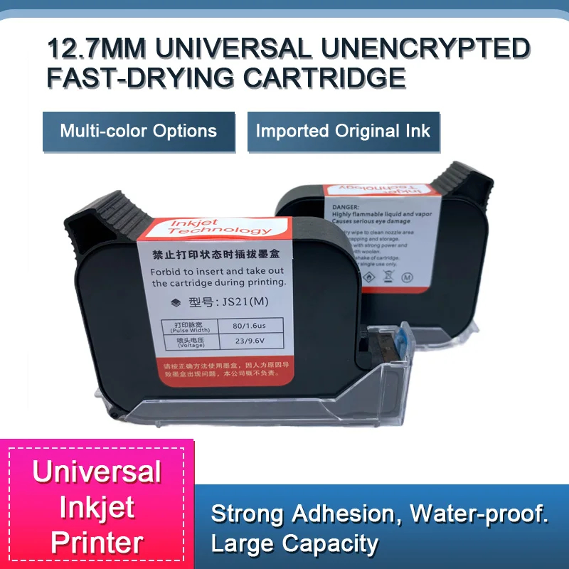 25.4mm and 12.7mm High Quality Handheld Date Coding Machine Cartridge Fast Drying Water-proof Solvent Black Ink
