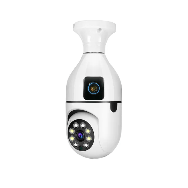 4MP (2MP+2MP) Dual Lens 1080P HD WiFi Bulb Camera – 360° Smart Home Security IP Camera | Motion Tracking | Night Vision | Two-Way Audio | Free Bulb Holder