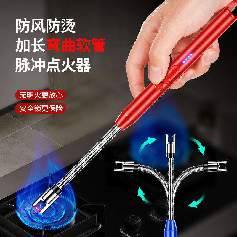 Universal USB Rechargeable Flameless Electric Lighter with LED Battery Display for Kitchen and Automotive Use
