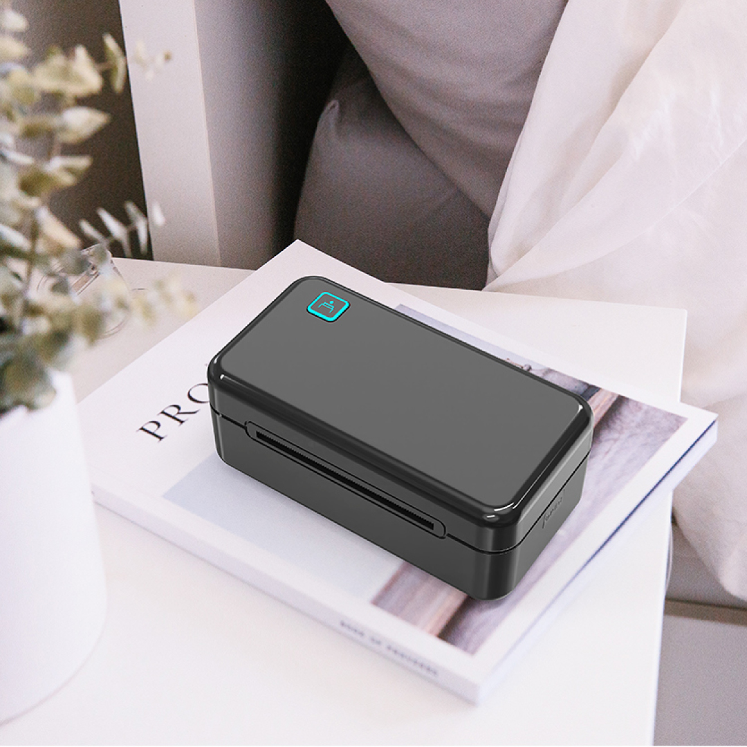 4 Inch Direct Thermal Label Printer | Label Printer for Android, iPhone & Windows, comfortable with Bluetooth and USB | Barcode & Shipping Sticker Printer (203 DPI High Speed)