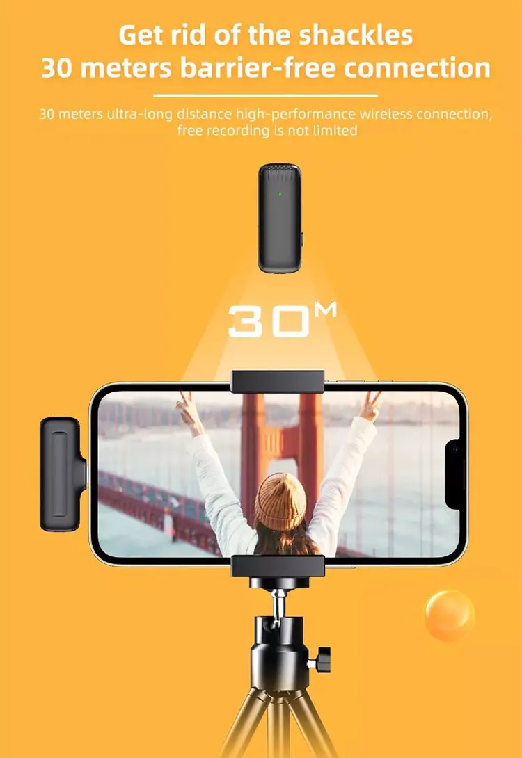 J13 Portable Noise-Canceling Lapel Mic Wireless Dual Microphone With Charging Case For content creators to make live audio videos support android, iphone and windows