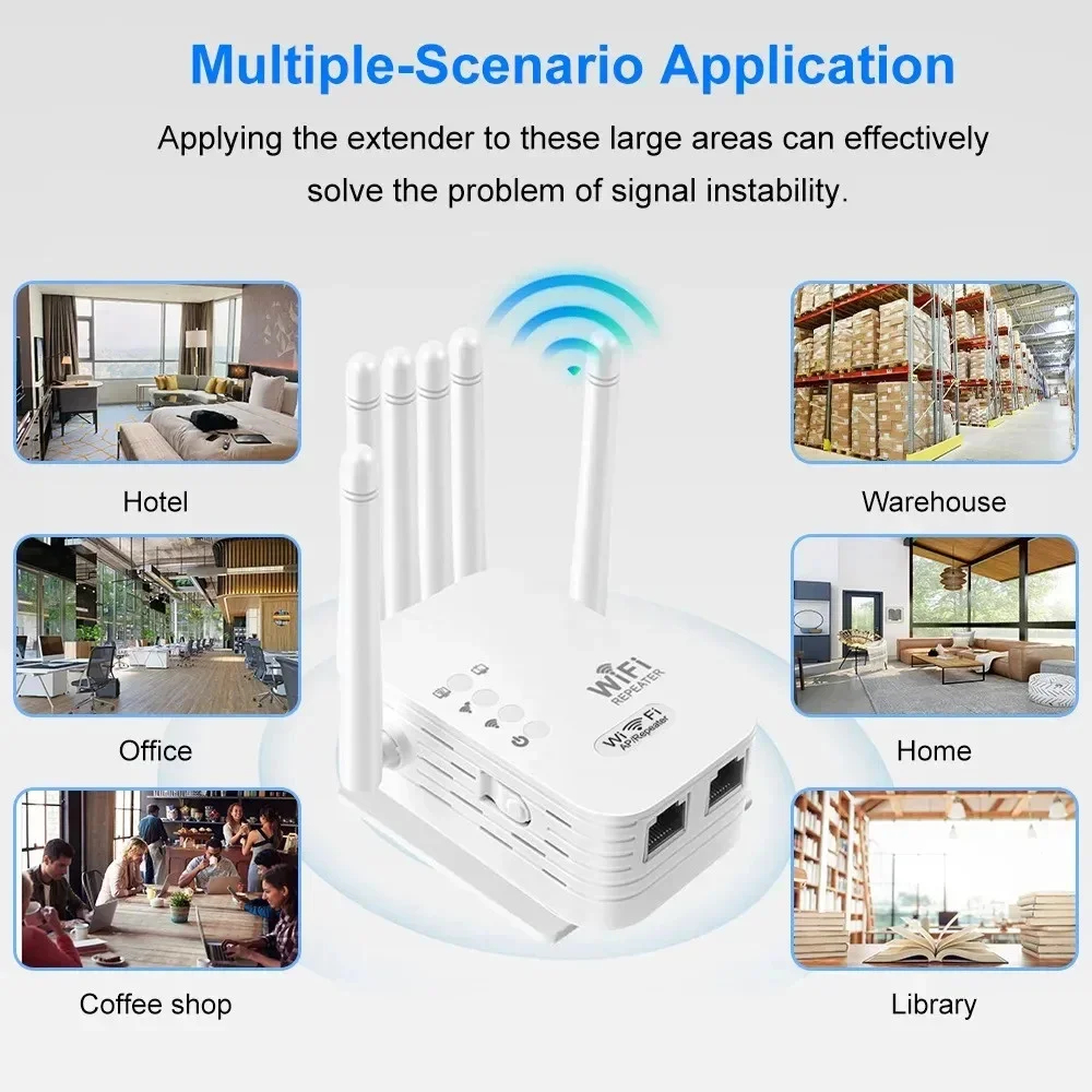 300Mbps Wireless wifi repeater/WiFi Extender/wifi Booster/wifi signal Amplifier with 6 High-Performance Antennas for Long Range Signal Boost