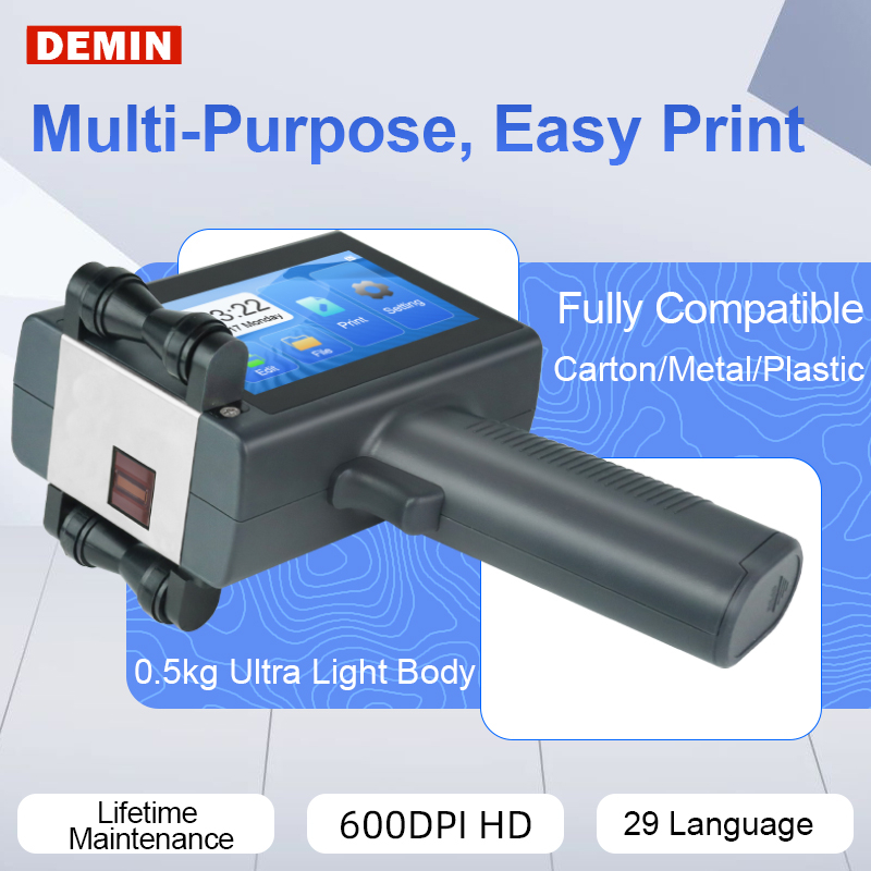 12.7mm High-Definition Portable Inkjet Printer for Barcode, QR Code, and Serial Number Coding - Ultra Light Design, Multi-Language Support