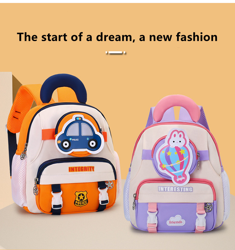 Lightweight Nylon Kids Cartoon Car Backpack – Cute School Bag for Kindergarten & Preschool Children