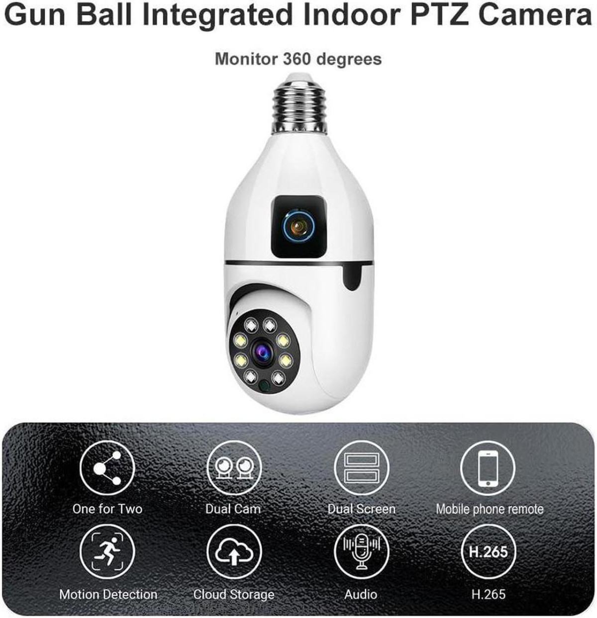 4MP (2MP+2MP) Dual Lens 1080P HD WiFi Bulb Camera – 360° Smart Home Security IP Camera | Motion Tracking | Night Vision | Two-Way Audio | Free Bulb Holder