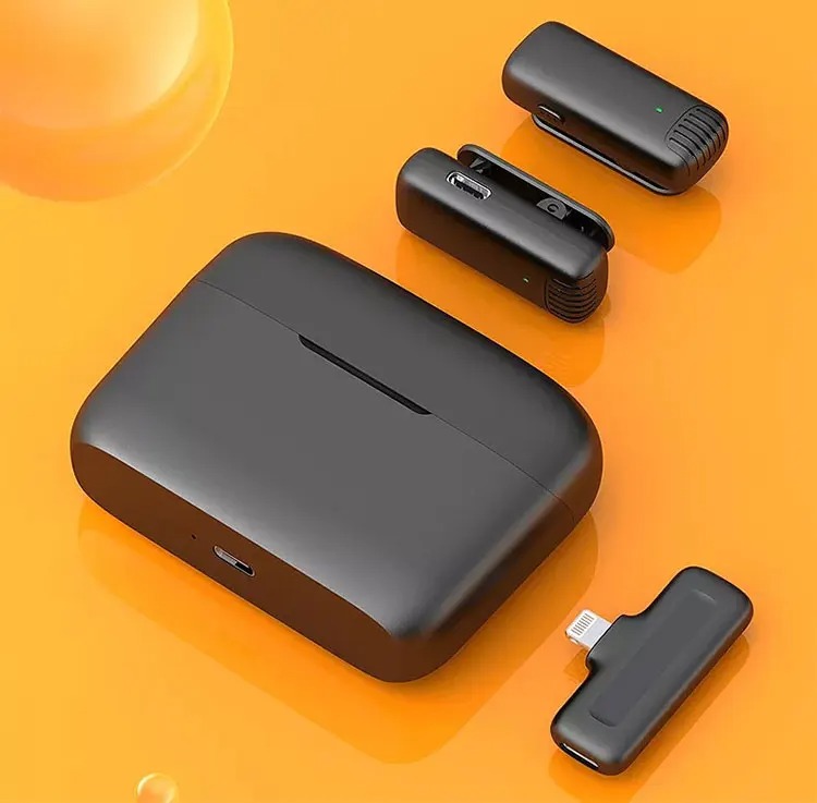 J13 Portable Noise-Canceling Lapel Mic Wireless Dual Microphone With Charging Case For content creators to make live audio videos support android, iphone and windows