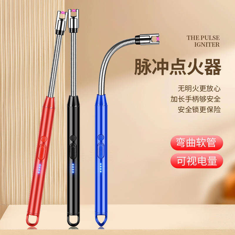 Universal USB Rechargeable Flameless Electric Lighter with LED Battery Display for Kitchen and Automotive Use