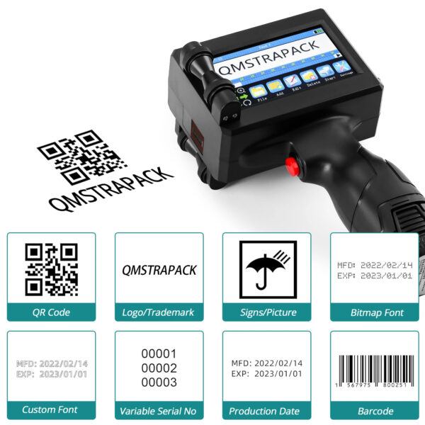 Date coder Handheld Inkjet Label Printer for QR, Bar, Batch Code, Date Number, Logo, and Expiry Date - Image 3