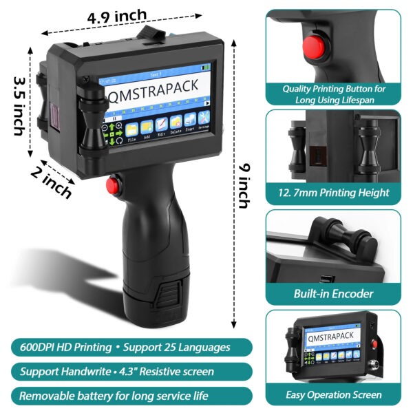 Date coder Handheld Inkjet Label Printer for QR, Bar, Batch Code, Date Number, Logo, and Expiry Date - Image 6
