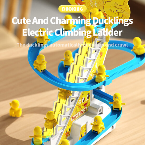 Electric Duck roller coaster toy with track slide stairs and music