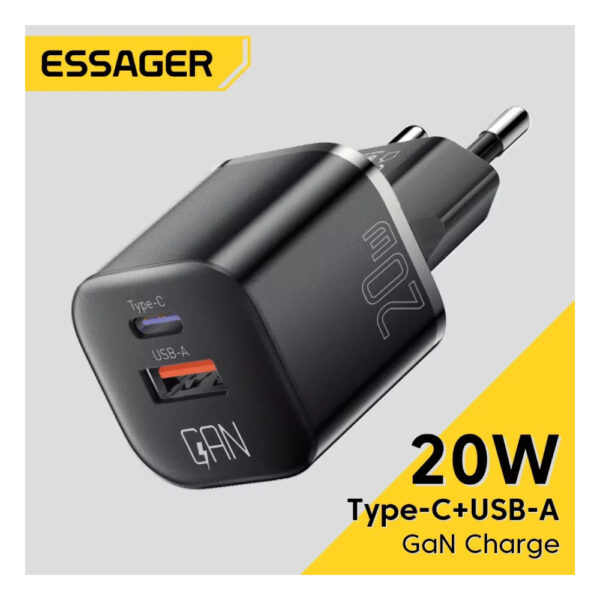 Essager 20W GaN USB-A and Type-C PD Fast Charger