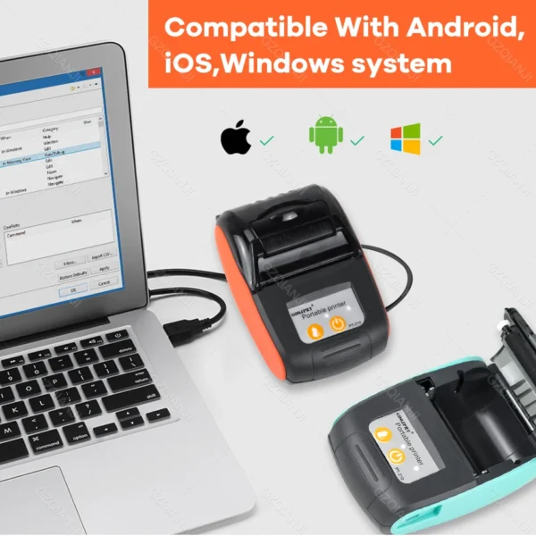 Thermal Receipt Printer, Portable POS Printer with Bluetooth, compatible with Android/iOS/Windows. (58mm) - Image 4
