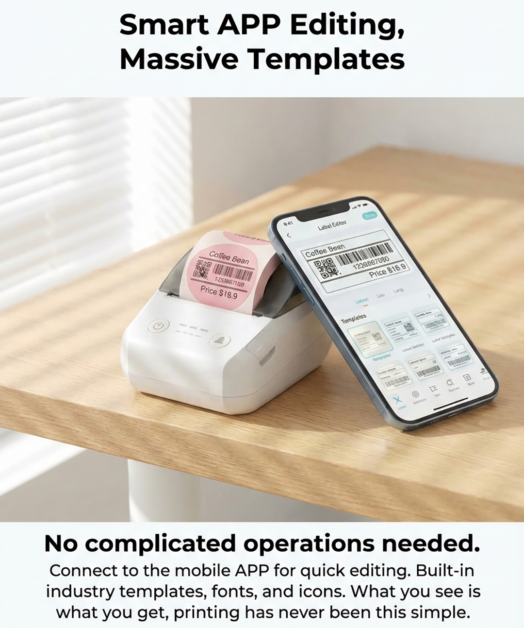 All-in-one 58 mm thermal POS and label printer supports Bluetooth and USB and is compatible with Android, iOS, and Windows. Ideal for supermarkets and retail stores. Support for bill/cash memo/QR code/barcode.