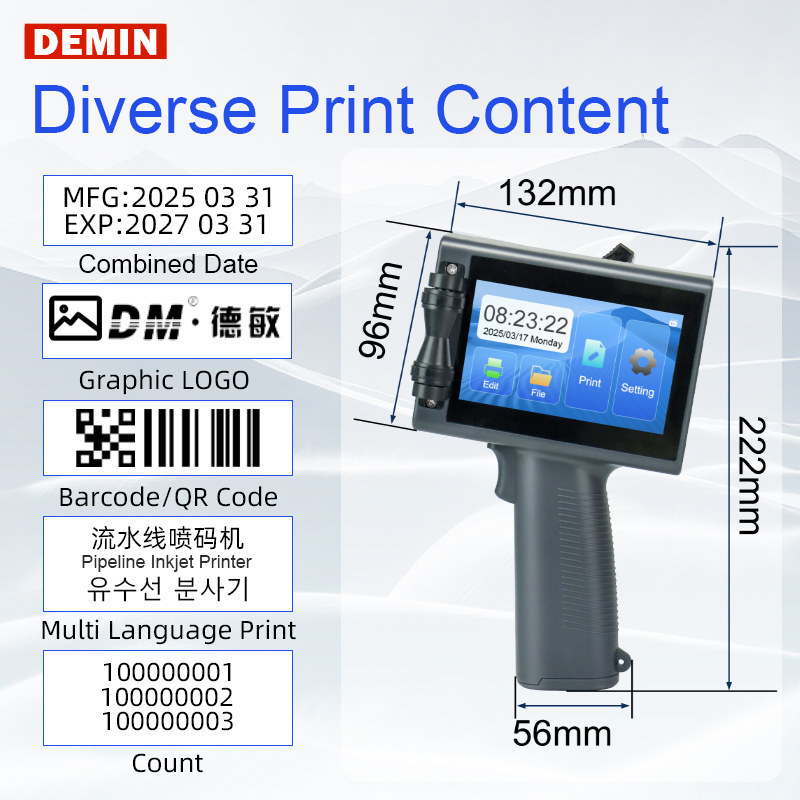 12.7mm Date coding Handheld printer for label/production date/expiring date/barcode/trademark etc. High-definition Handheld Portable inkjet printer Portable Inkjet Coding Machine