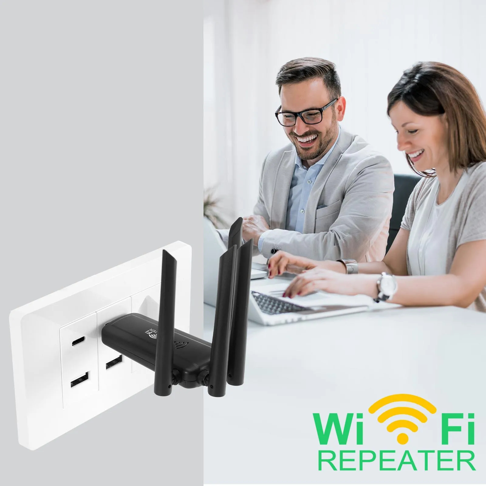 USB Wireless Wi-Fi Repeater WiFi Signal Booster Long Range For Home Network Extension 300Mbps with 4 antenna