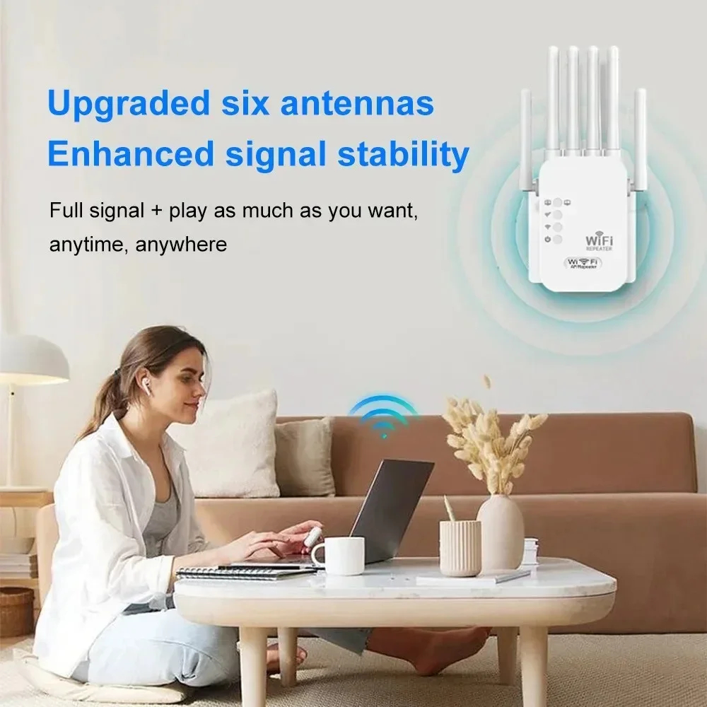 300Mbps Wireless wifi repeater/ WiFi Extender/wifi Booster/wifi signal Amplifier with 6 High-Performance Antennas for Long Range Signal Boost