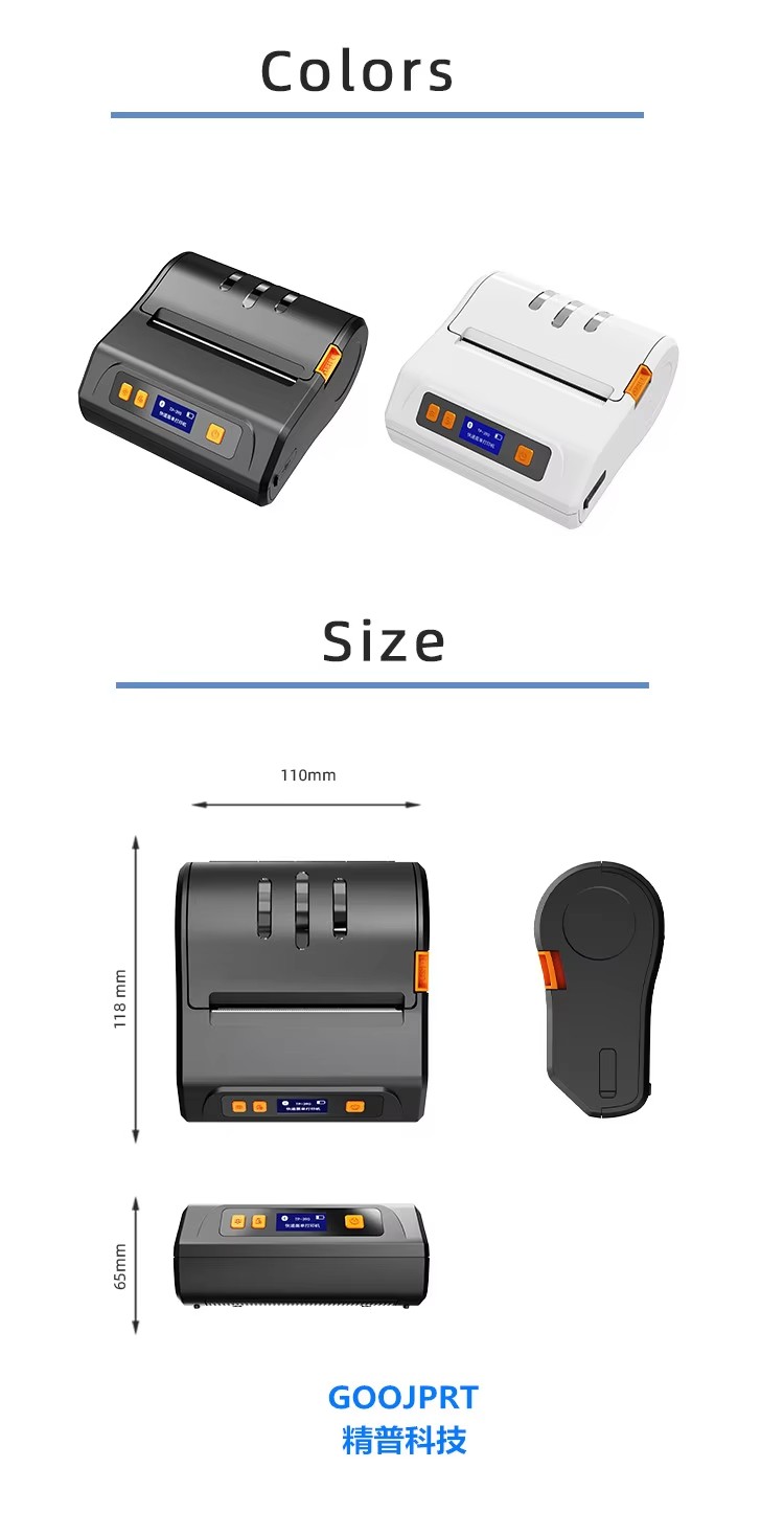 All in one 80mm Portable Bluetooth Thermal Label and Receipt Printer - Wireless Mini Receipt & Barcode Maker for Android and iOS and windows
