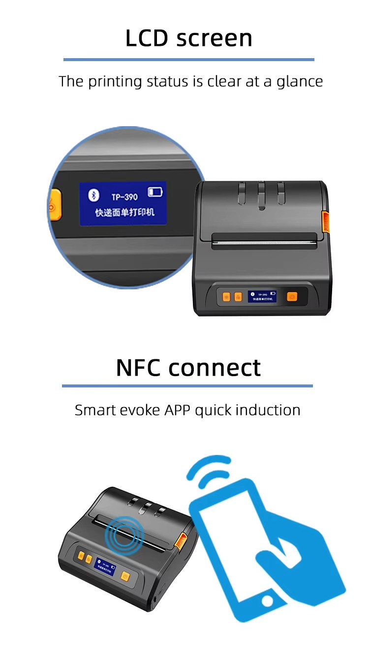 All in one 80mm Portable Bluetooth Thermal Label and Receipt Printer - Wireless Mini Receipt & Barcode Maker for Android and iOS and windows