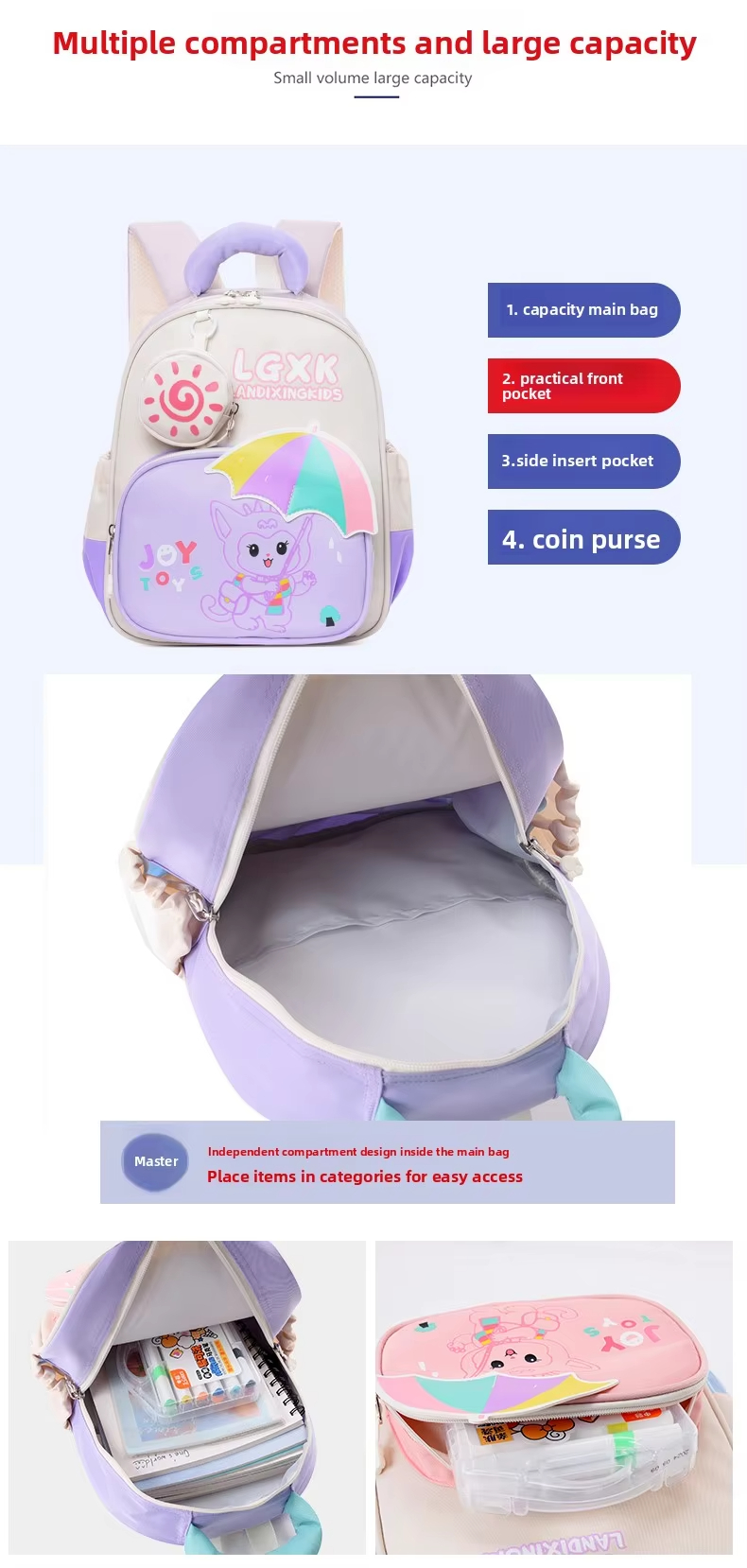 Premium Oxford Cartoon Dinosaur Print Backpack – Durable, Lightweight & Stylish School Bag for Kids