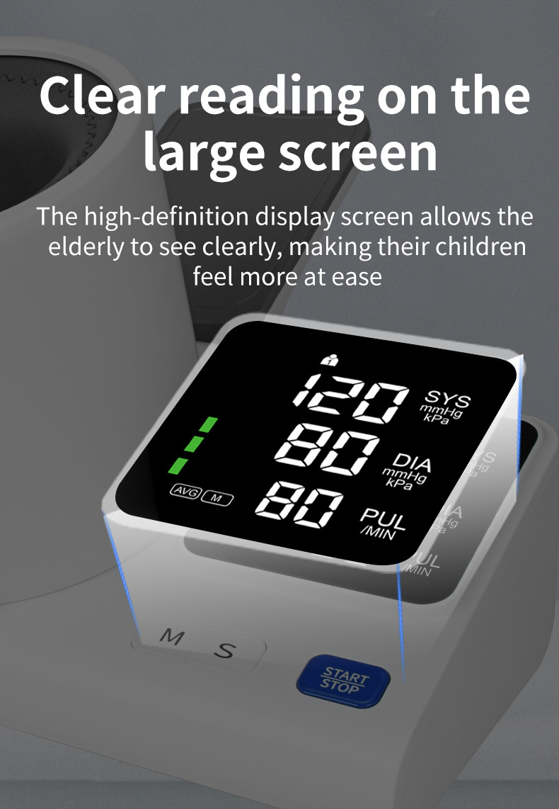 Professional Electronic Digital Blood Pressure Monitor - Hospital-Grade Automatic Arm Type Sphygmomanometer with LCD Display